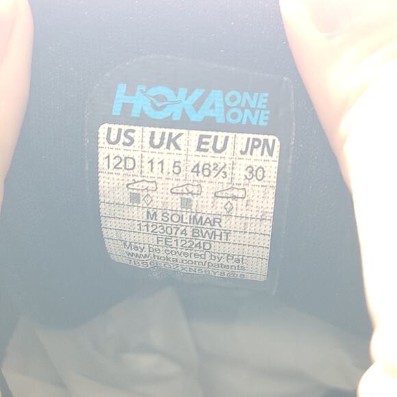 HOKA Solimar Black White 1123074-BWHT men's size 12D wide - Picture 9 of 9